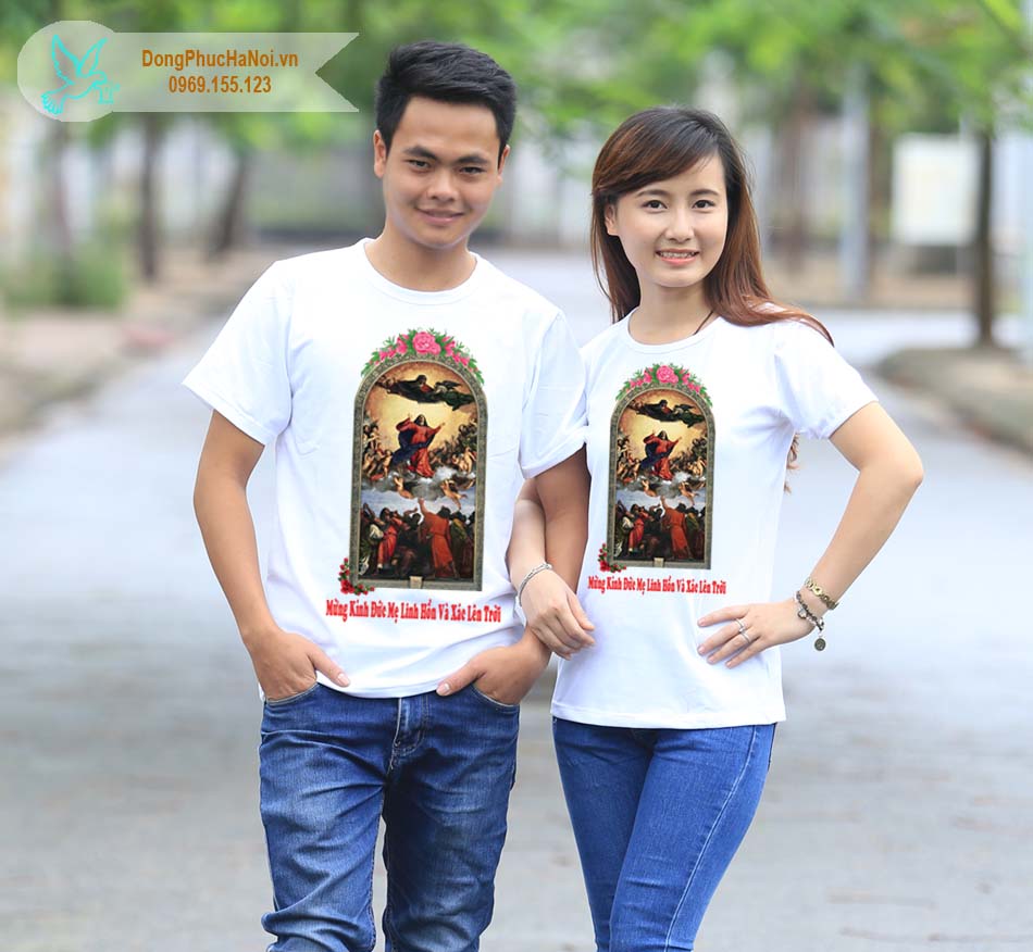 M&acirc;̃u Áo Đ&ocirc;i C&ocirc;ng Giáo Màu Trắng C&ocirc;̉ Tròn 23