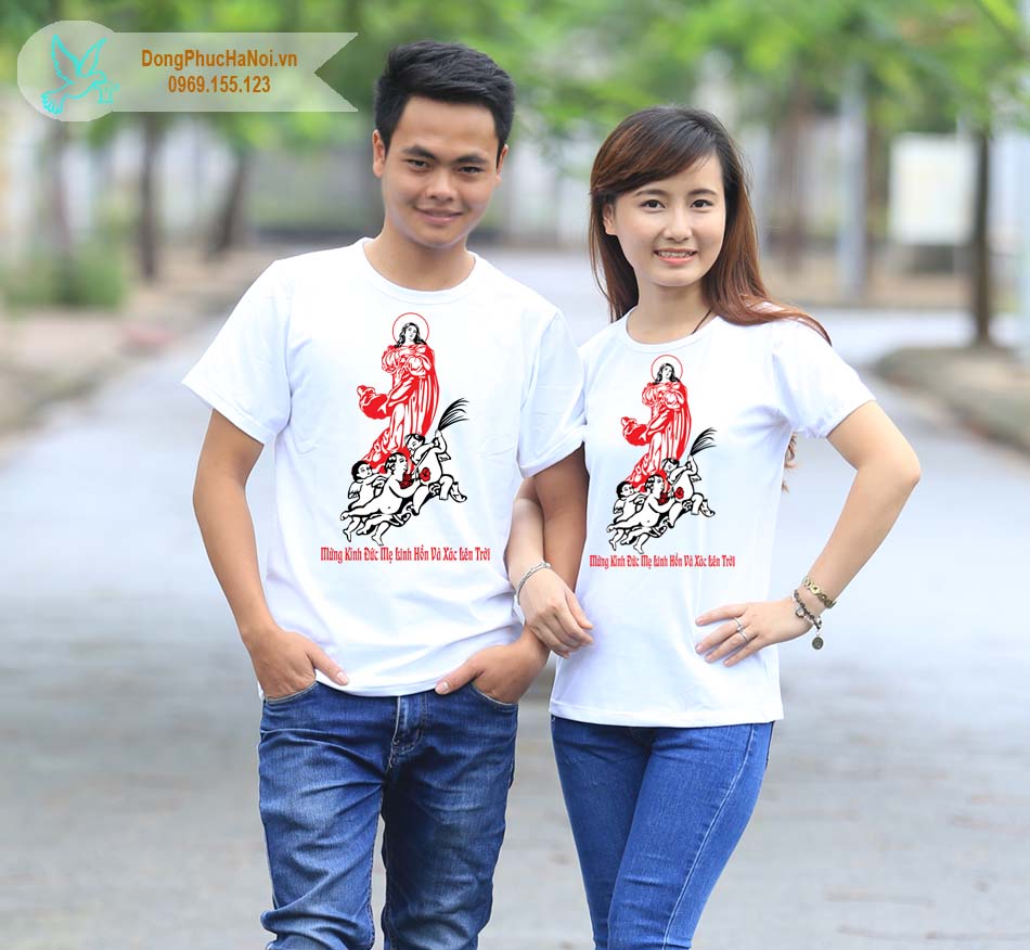 M&acirc;̃u Áo Đ&ocirc;i C&ocirc;ng Giáo Màu Trắng C&ocirc;̉ Tròn 24