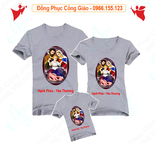 M&acirc;̃u Áo Đ&ocirc;̀ng Phục Gia Đình C&ocirc;ng Giáo Màu Xám In Ảnh 10